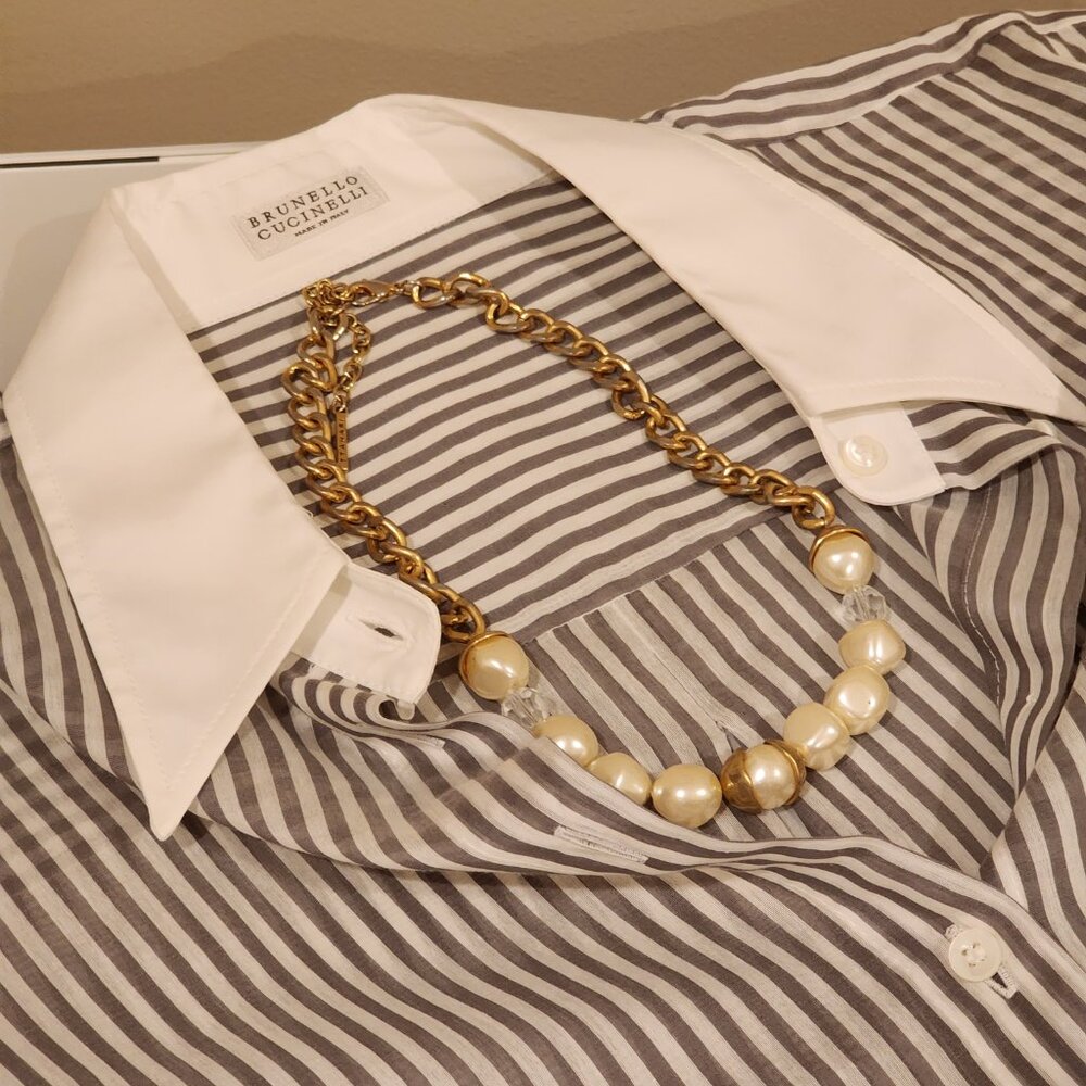 Brand New!! TAHARI: Rustic Gold-Toned Pearl Necklace